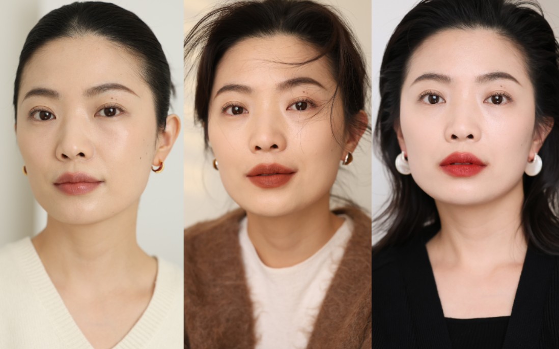 日常通勤万能淡妆，跟着衣服换口红颜色就行啦！