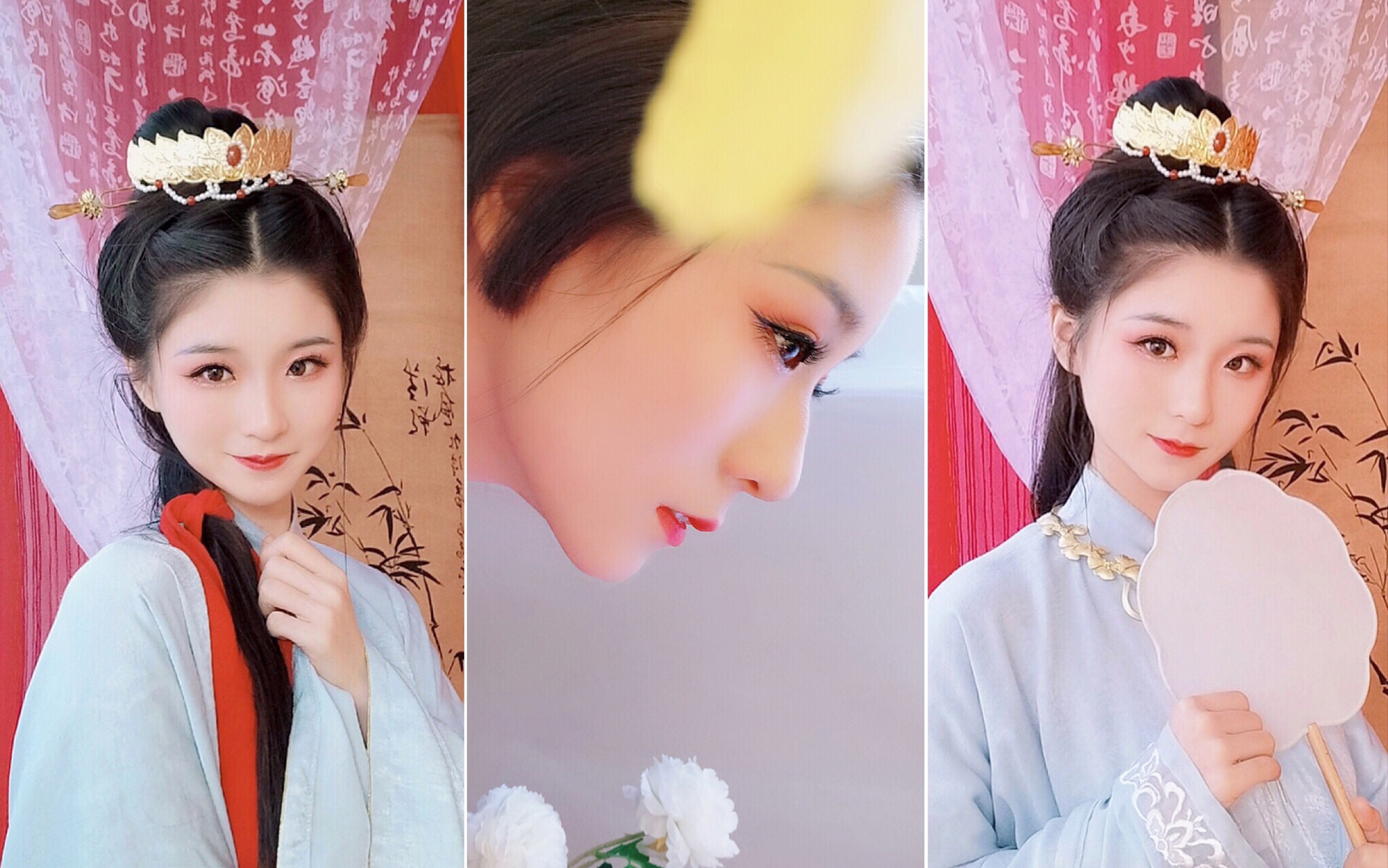 【簌簌】大明少女 无发包万能百搭汉服发型教程 温婉可人~~侧颜杀上线