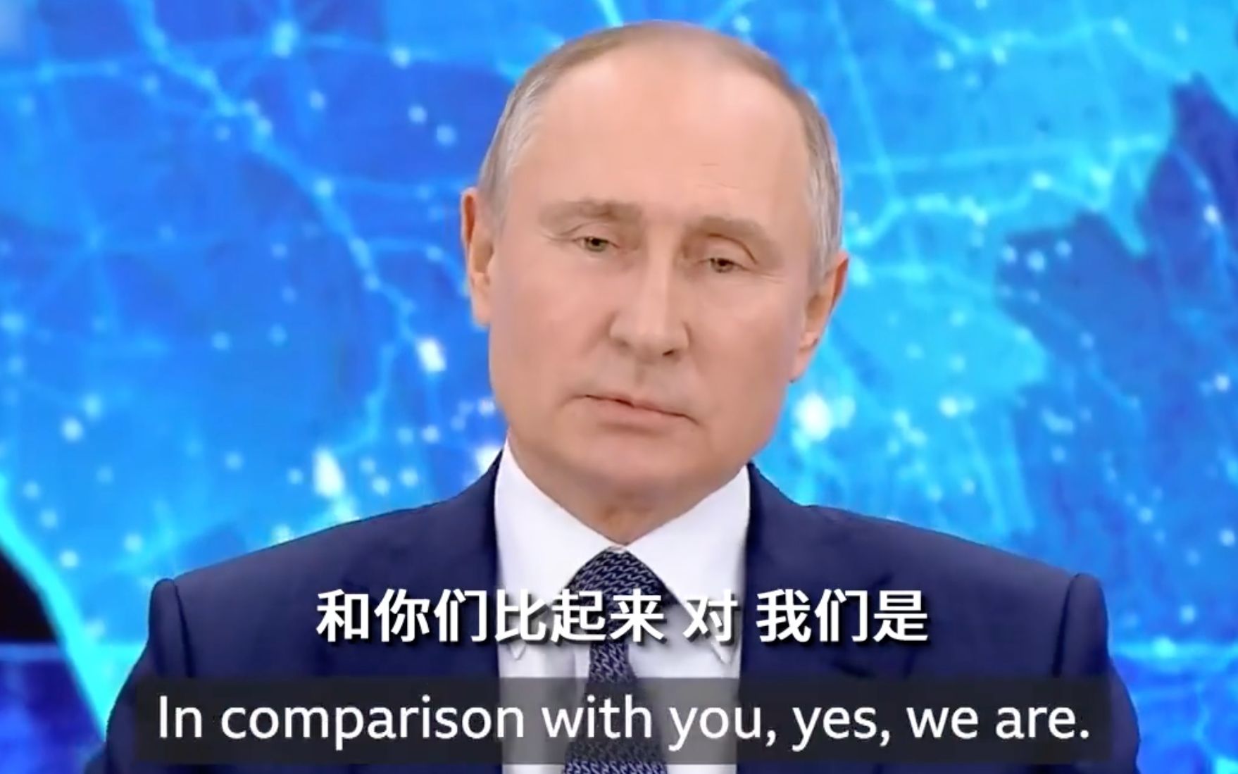 BBC记者问俄罗斯是否“善良无辜”，普京：比起西方国家，我们是。