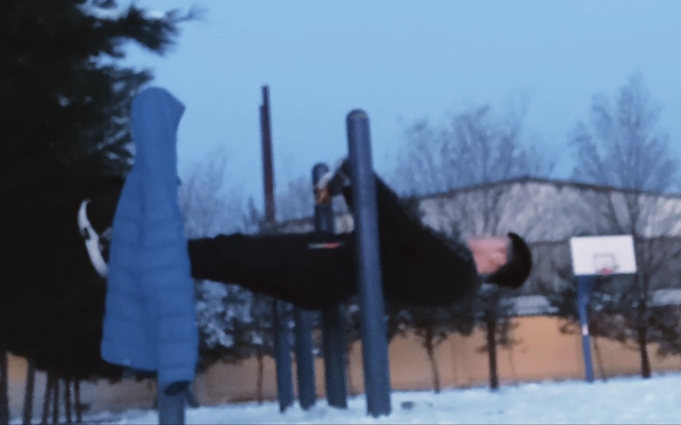 风中微进霞光散，雪迹斑驳松绿然。