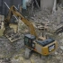 Cat 336F挖掘机处理建筑垃圾航拍4k
