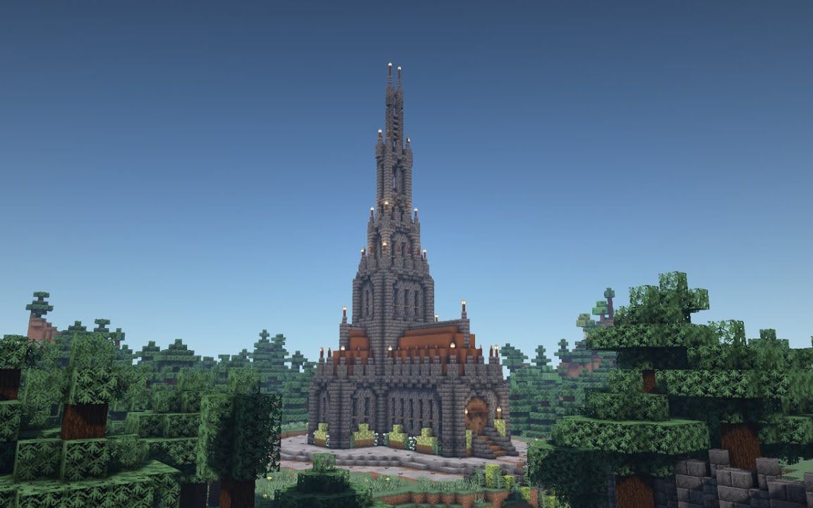 【HRZY Builds】Minecraft 建筑教程-梦幻哥特式教堂（搬运）