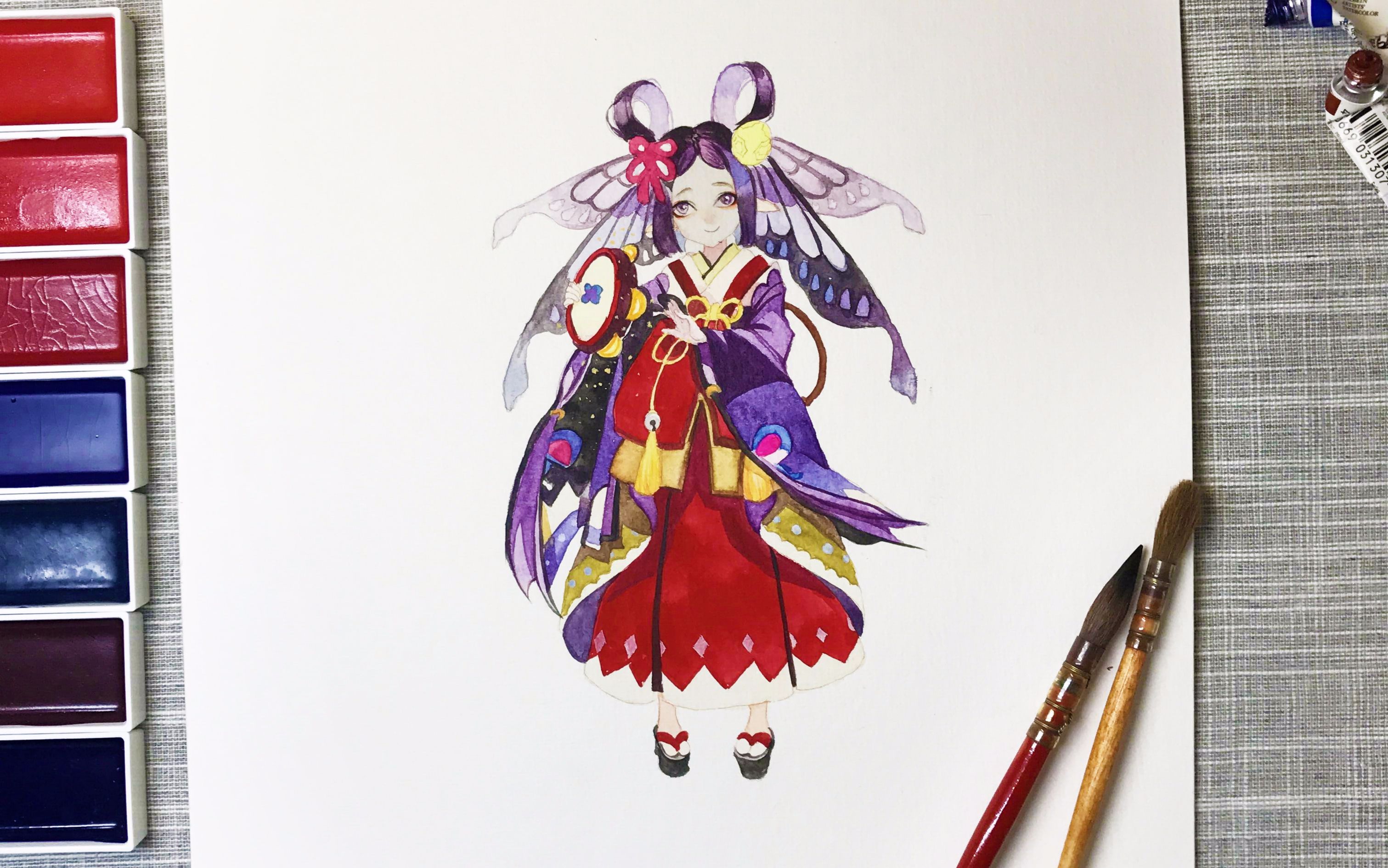 水彩手绘【阴阳师-蝴蝶精】