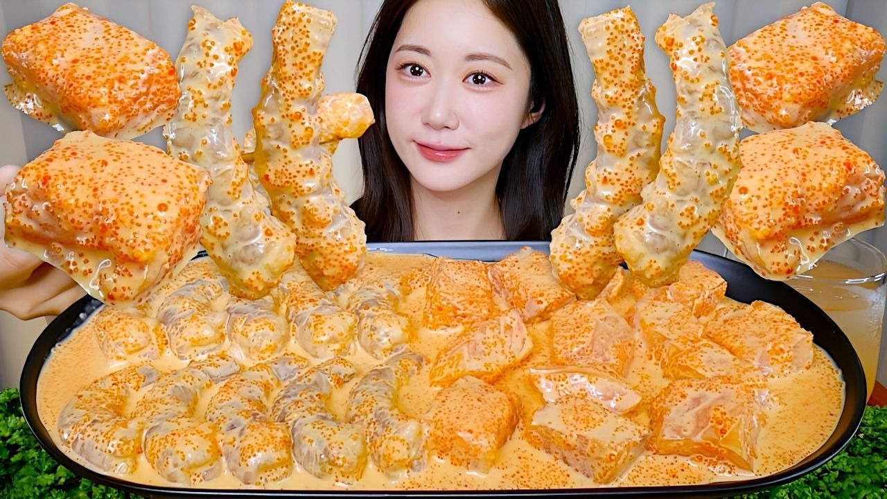 [ONHWA] 三文鱼+生虾配飞鱼籽蛋黄酱 咀嚼音!