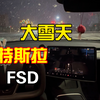 大雪天特斯拉FSD一镜到底