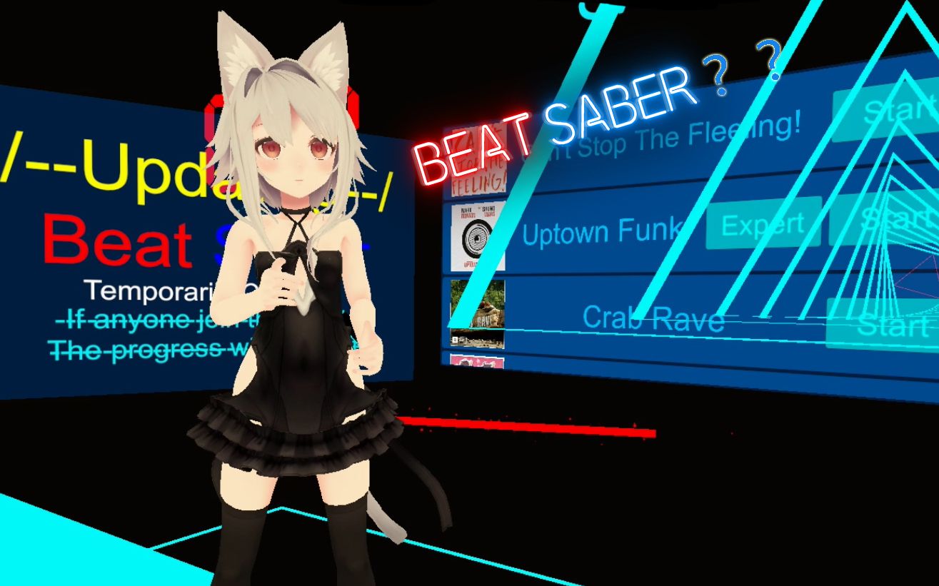 猫跃在vrchat里玩节奏光剑