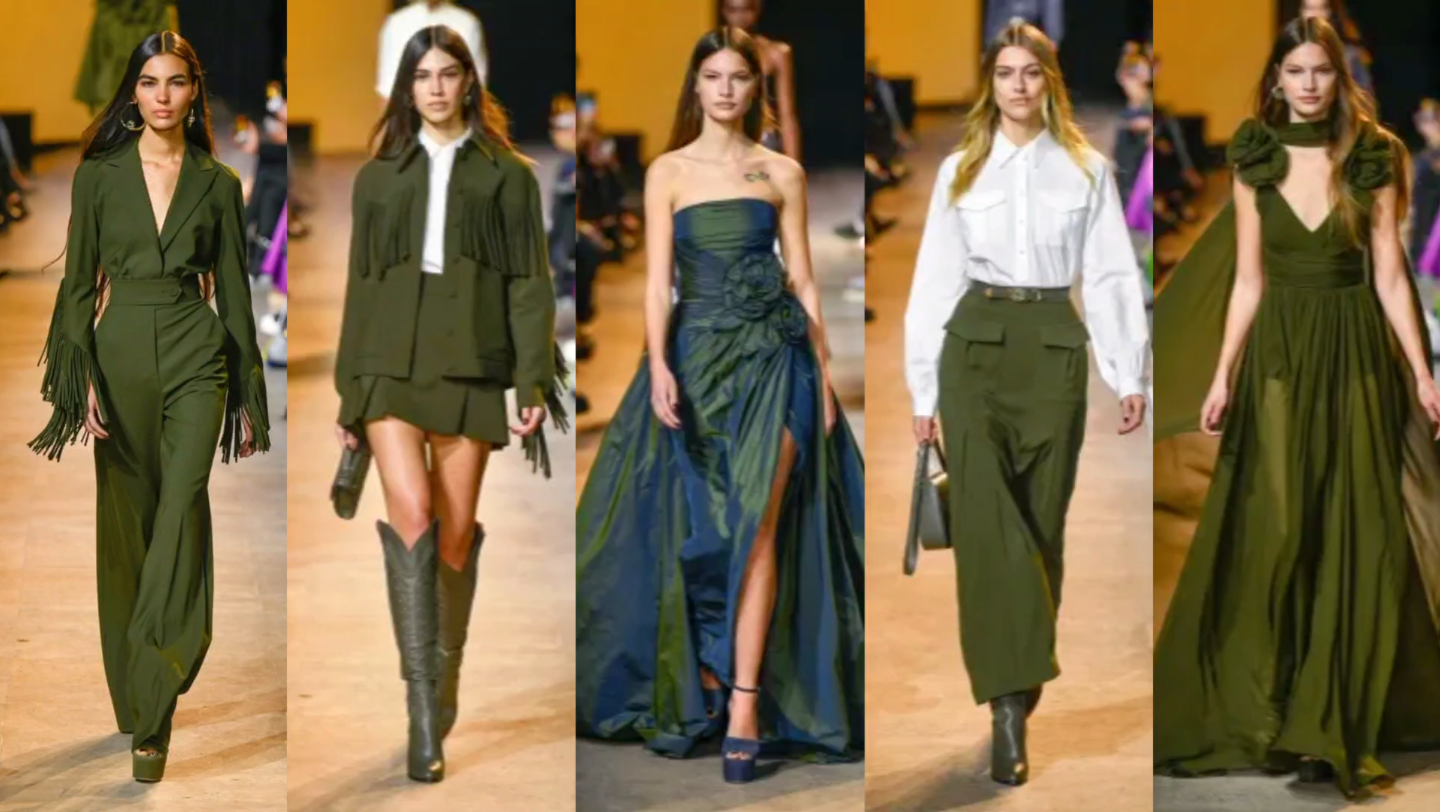 墨绿色的Elie Saab 2024春夏系列，让你成为时尚的焦点！