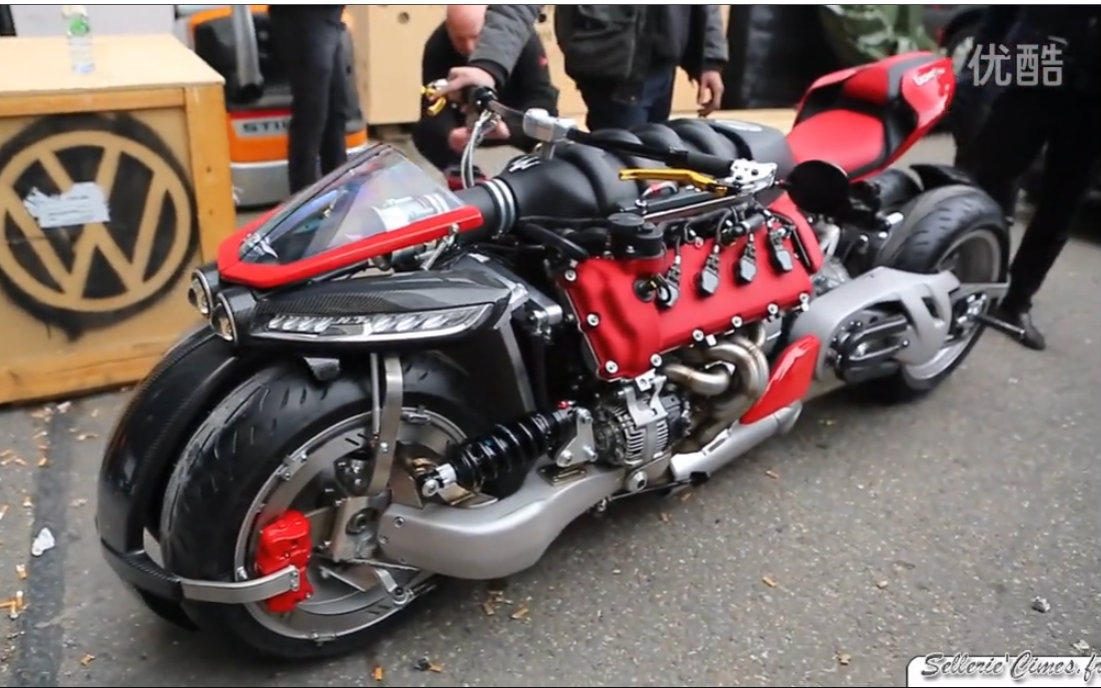 2016日内瓦实拍玛莎拉蒂v8引擎战斧摩托lazareth lm847 maserati