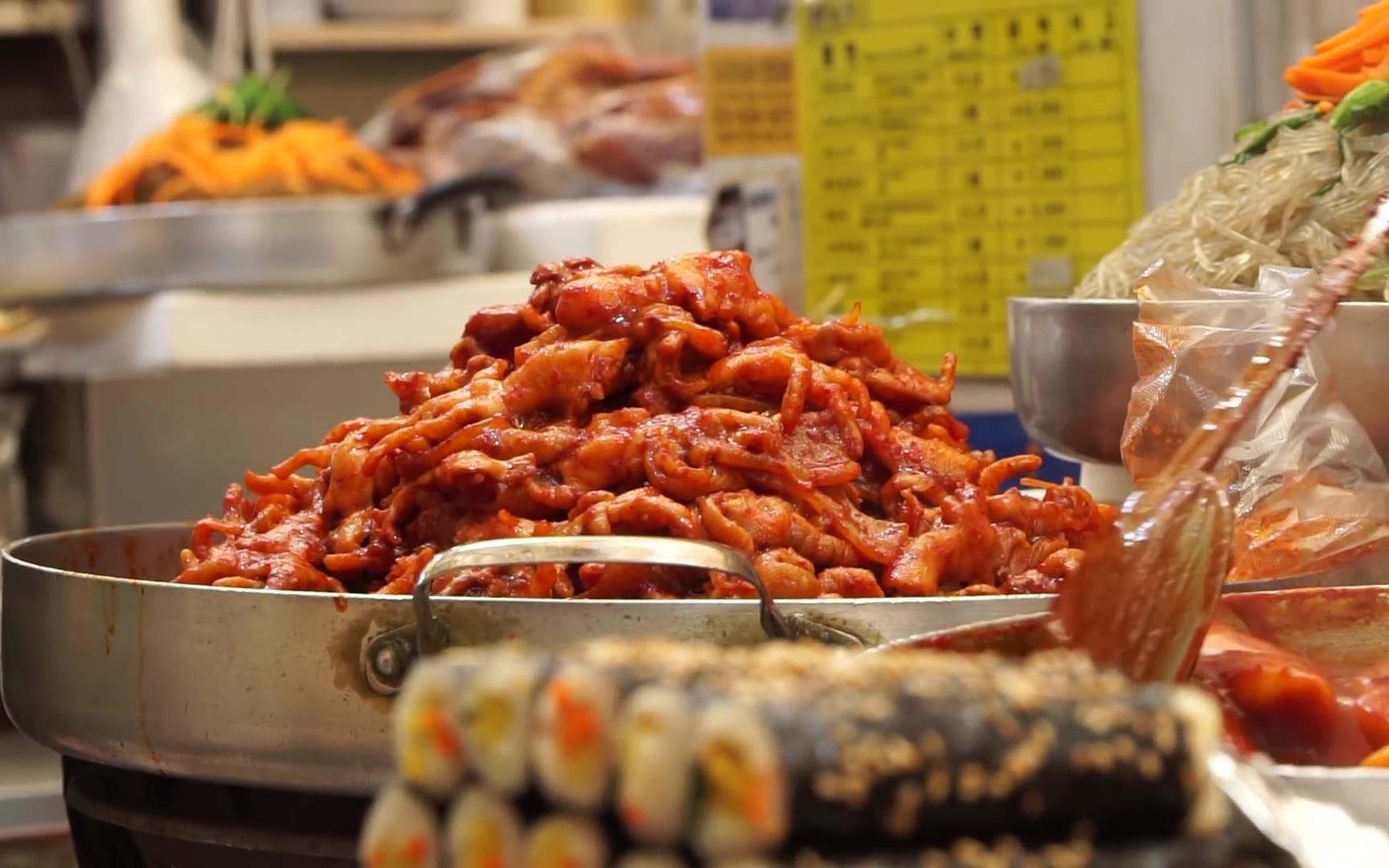 韩国街头食品   首尔广场市场街美食之旅韩国_韩国最佳辣味食品