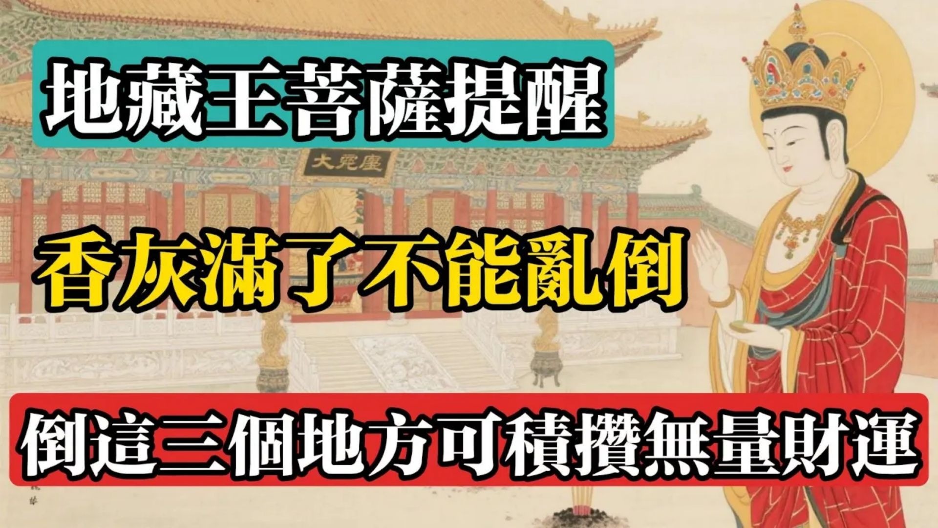 地藏王菩薩提醒：香灰滿了不能亂倒，倒這三個地方可積攢無量財運！#佛教 #佛法 #佛教玄學 #佛教智慧 #佛學知識 #佛學智慧 #修心修行 #佛教文化 #禪悟人生