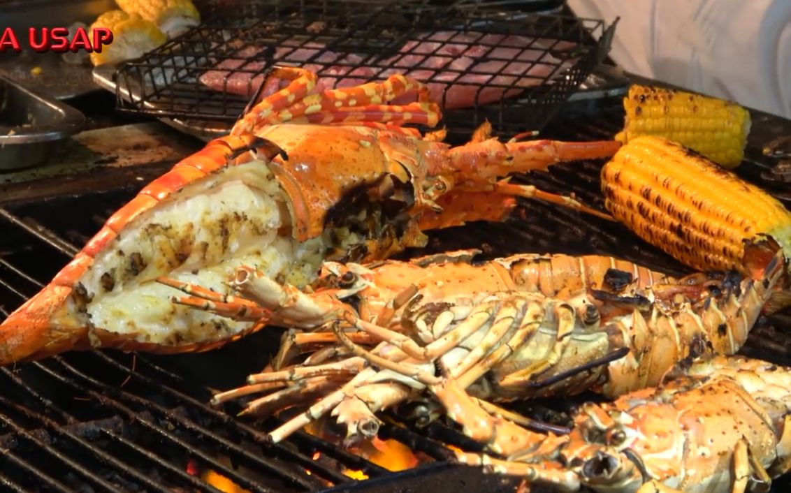 【炭烤大龙虾】生猛海鲜,原味炭烤,街边美食