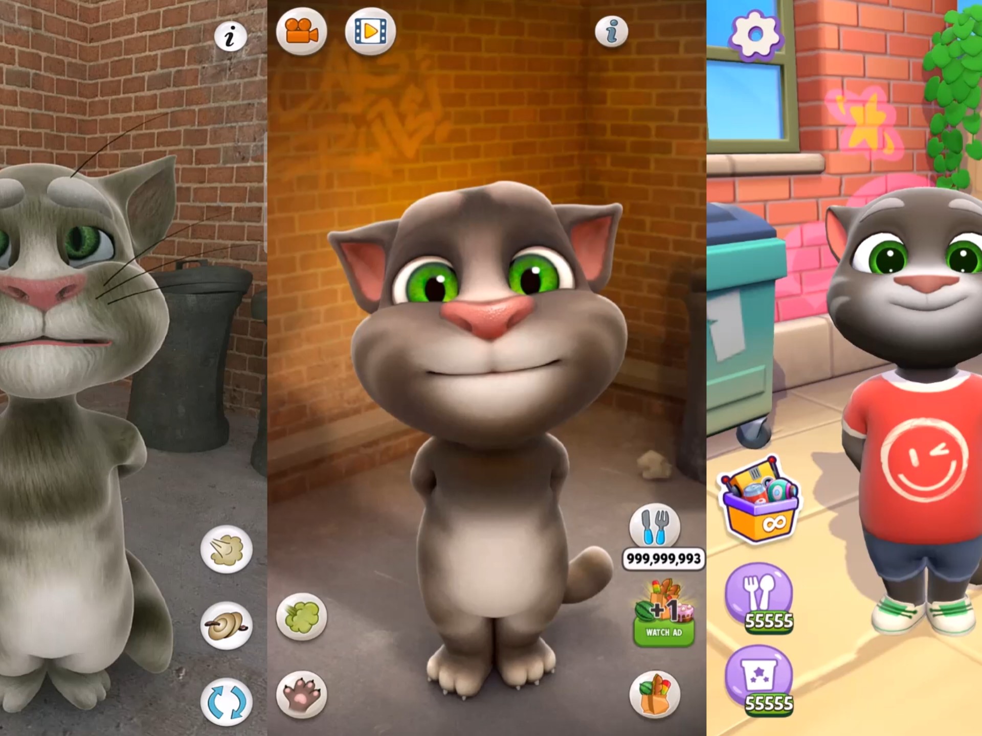 会说话的汤姆猫，一代vs二代vs三代，对比!