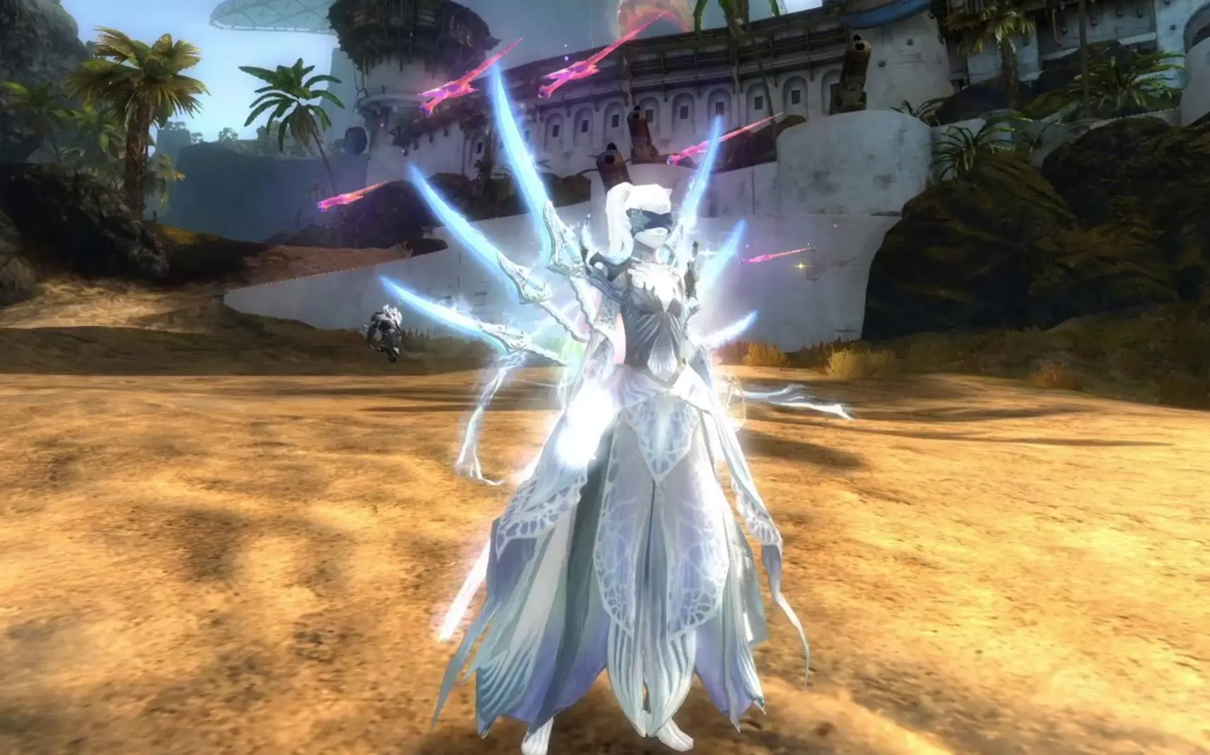 激战2 白影背包搭配上灵刃 效果真的很好啊