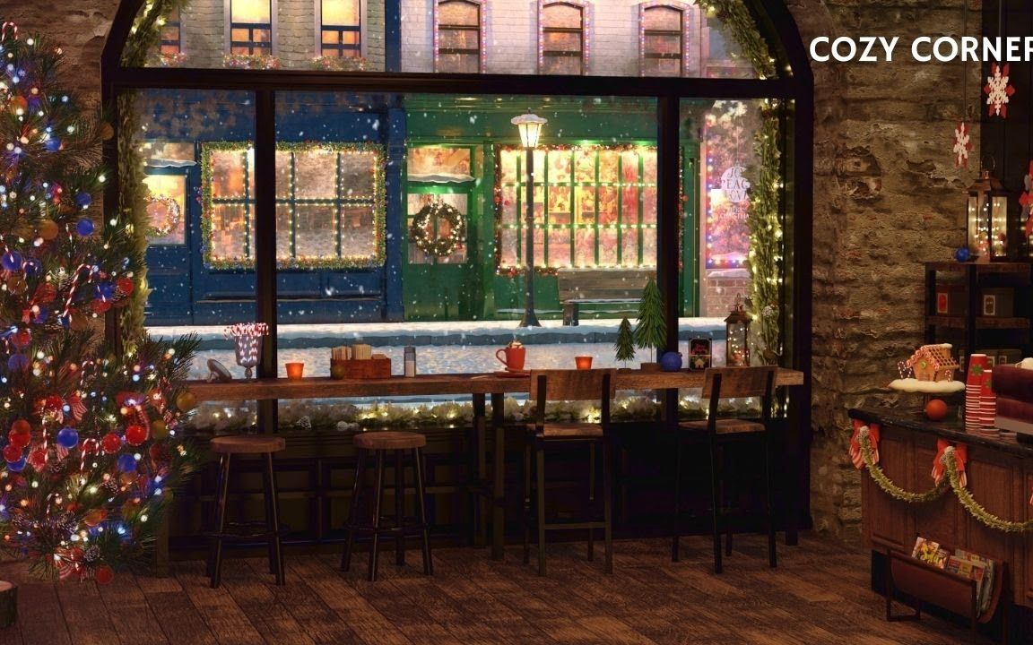Cozy Christmas Coffee Shop Ambience with Smooth Christmas Jazz Music