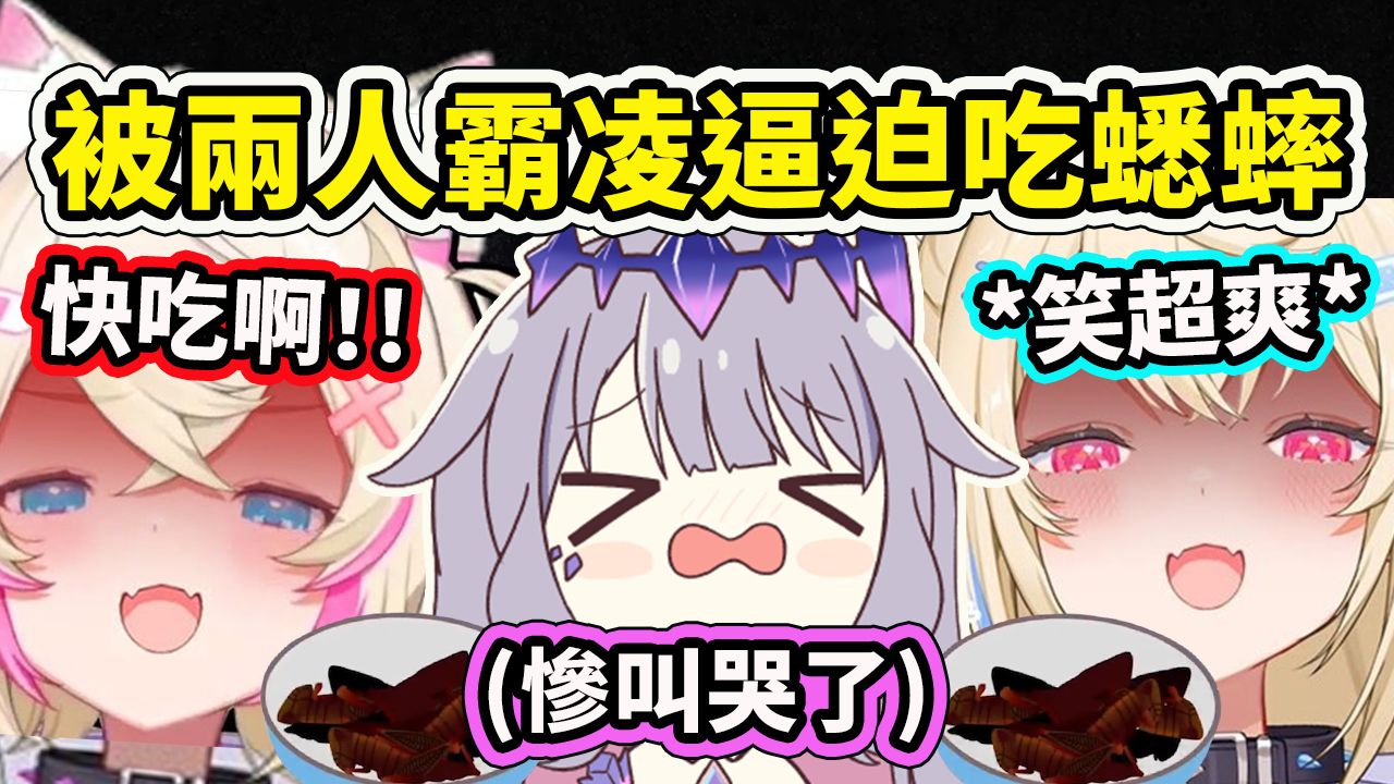 大型霸凌现场?! Biboo被FuwaMoco两人联手逼迫吃蟋蟀时发出各种惨叫后哭了？Fuwawa太坏了笑得超爽 【Hololive 中文】