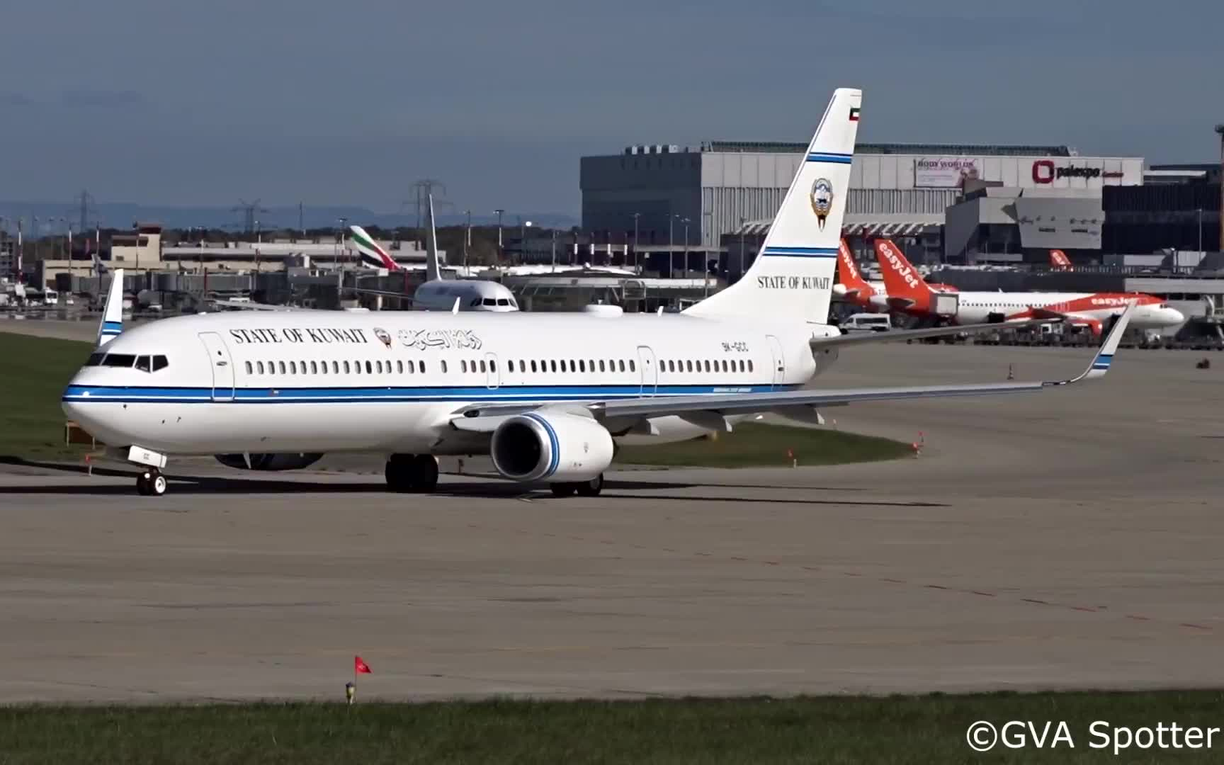 【高清】科威特国有波音737-900bbj日内瓦起飞