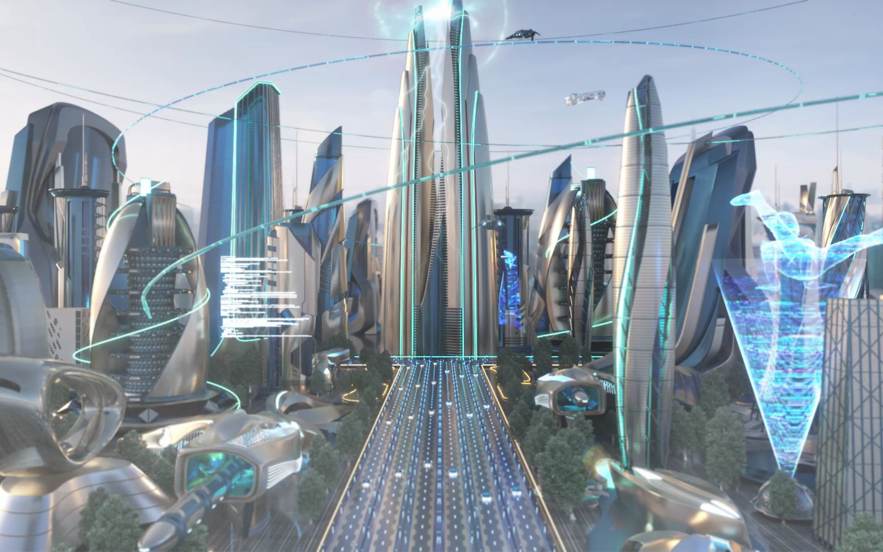 C4D 未来城市场景渲染 octane渲染器 摆一摆效果就出来了