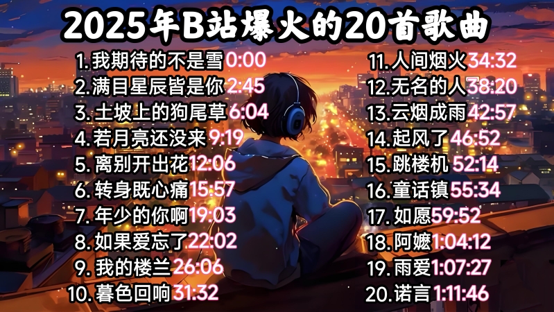 2025年B站爆火的20首歌曲！全网最火的热门歌曲合集！