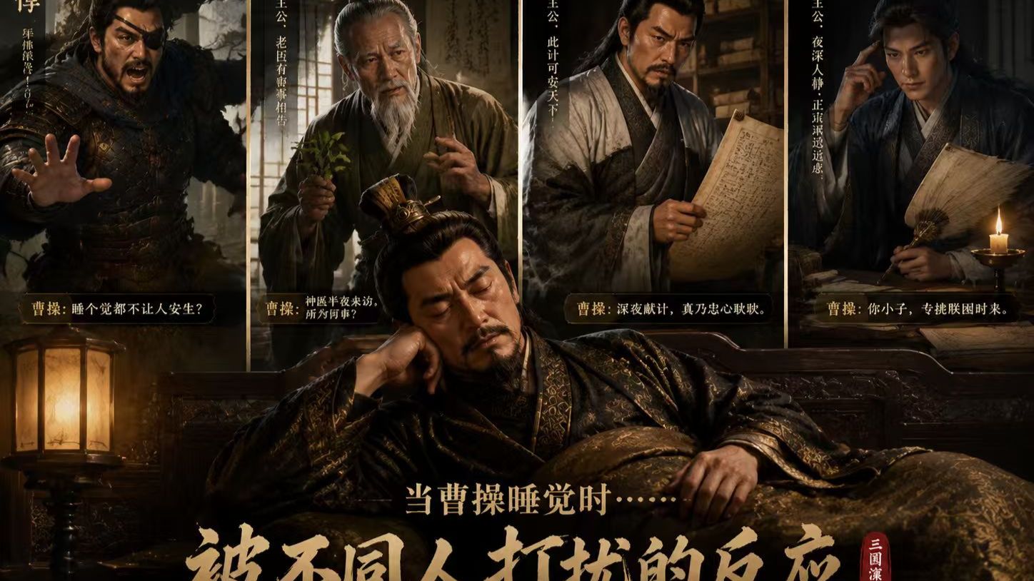 当曹操睡觉时被打扰的不同反应