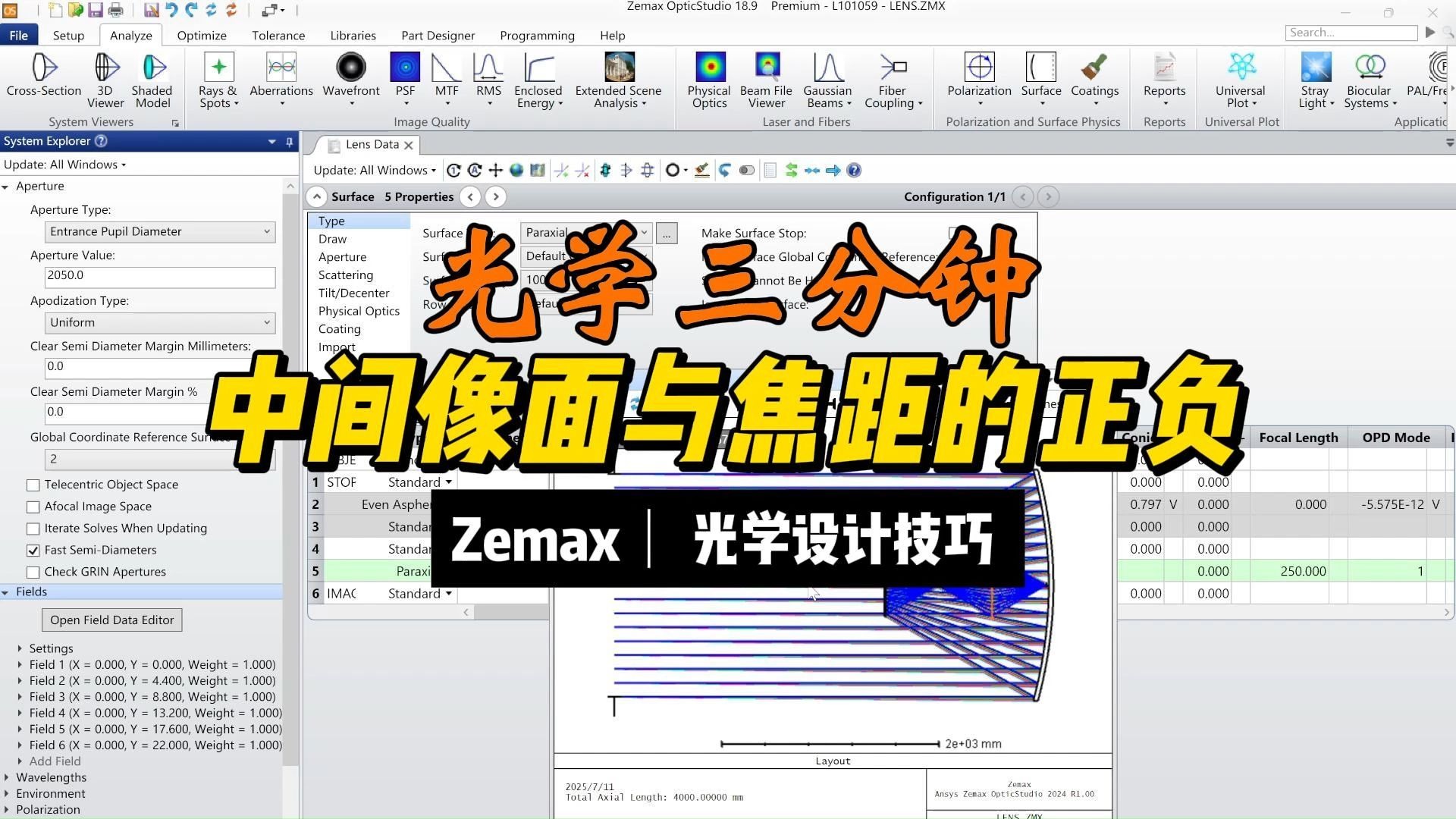 光学系统中间像面与焦距的正负||光学三分钟18