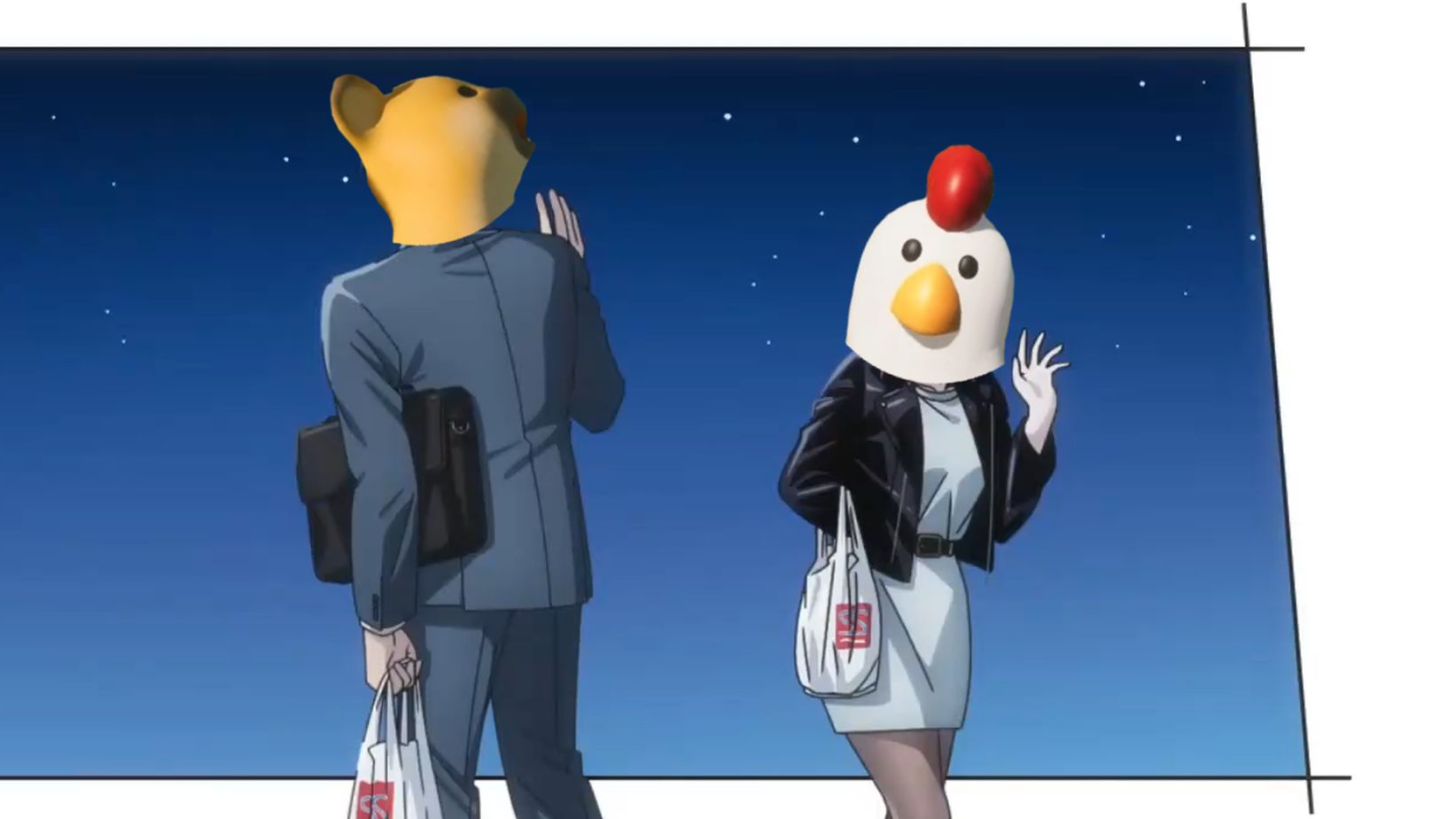 🐓躲在超市后面叮咚的二人🐓