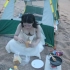 露营女孩-独自海滩露营-孤独的年轻女孩