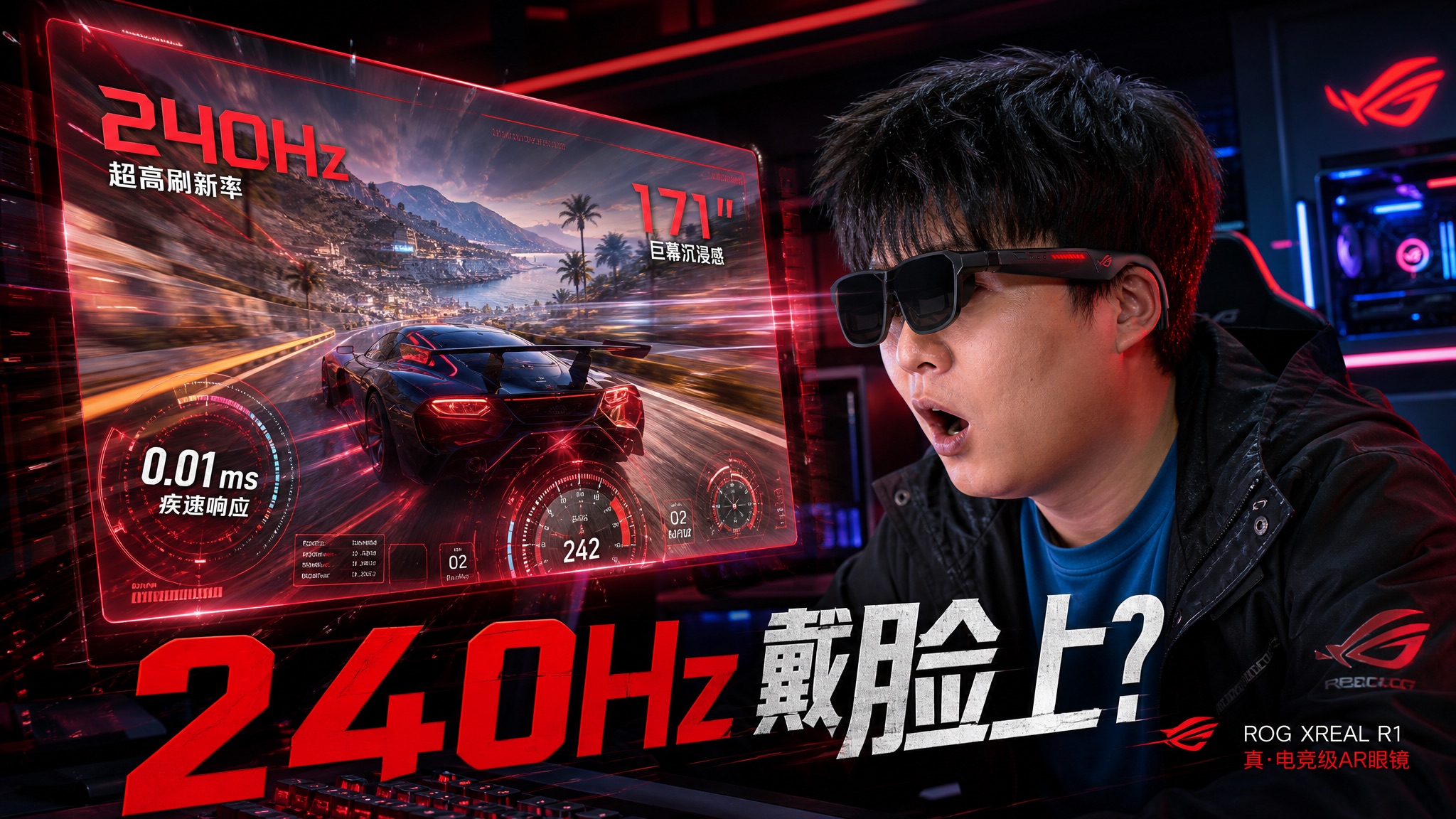 把240Hz电竞巨幕戴在脸上？ROG XREAL R1 AR 眼镜上手体验！