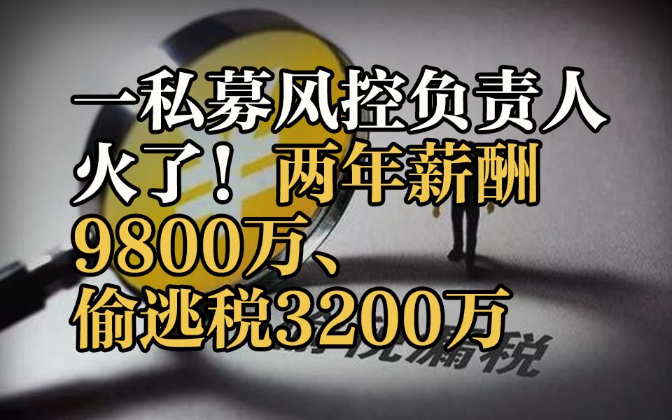 两年薪酬9800万,一私募风控负责人火了!两年偷逃税3200万哔哩哔哩bilibili