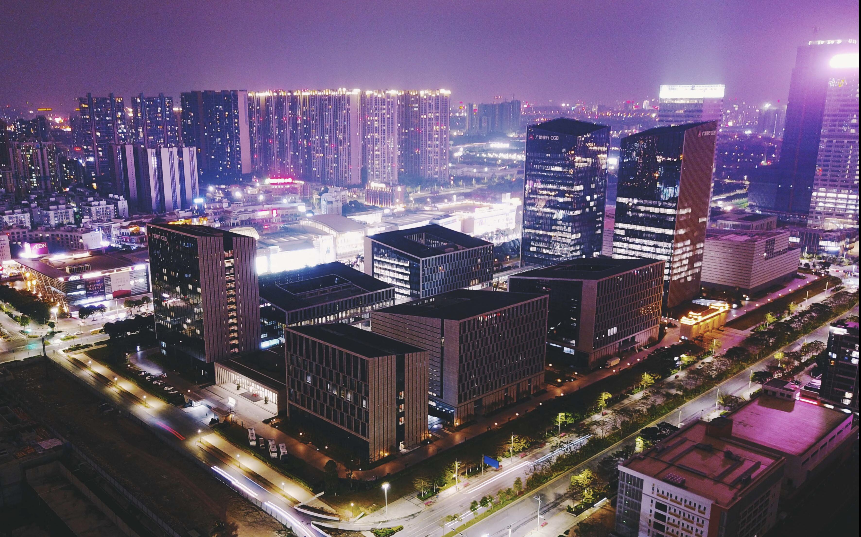 航拍金融高新区夜景