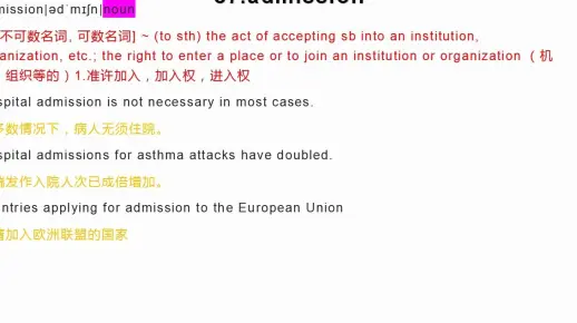 研究生考试英语词汇学习group18-87admission