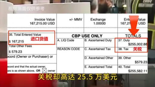 美国卖家晒天价清单：进货16万要付25万关税