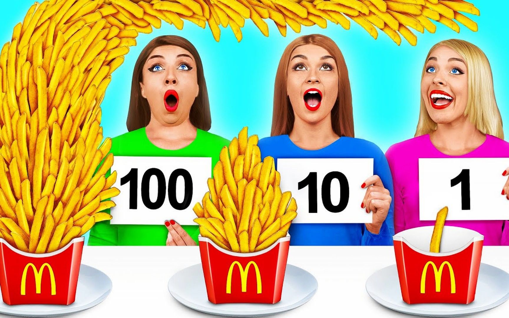 搞笑外国人：100层美食挑战赛，三人各出奇招，场面一度搞笑
