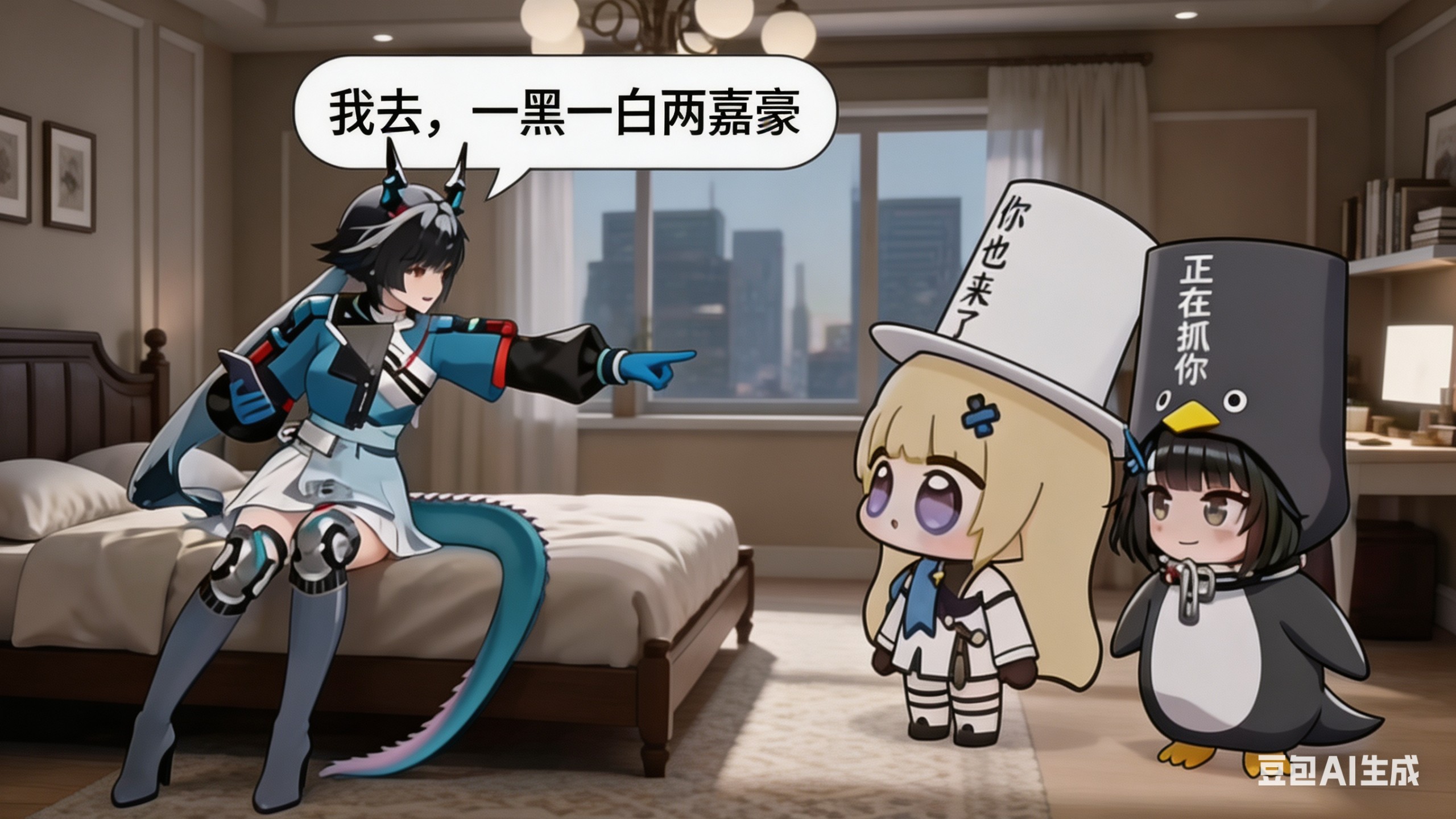 我去，一黑一白两嘉豪