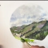 【水彩】用圆形构图画一张山间的景色