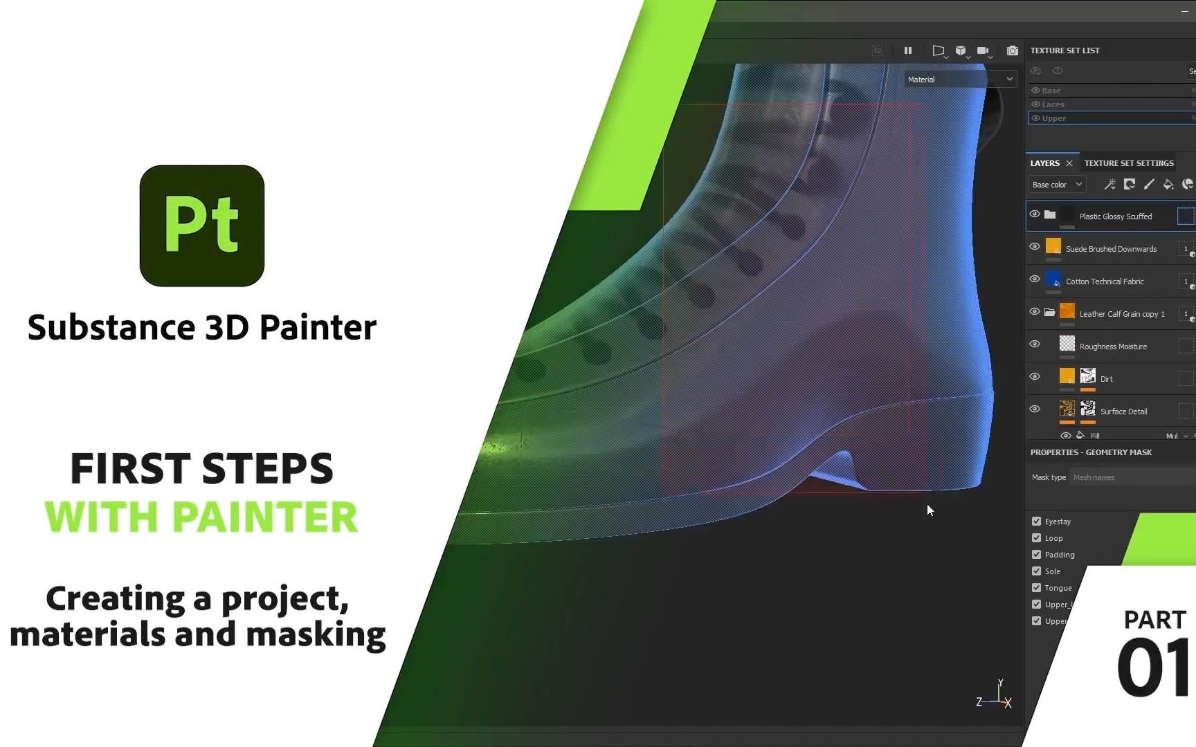Substance 3D Painter First Steps 02 Painting Dirt Stitching_1080p_哔哩哔哩