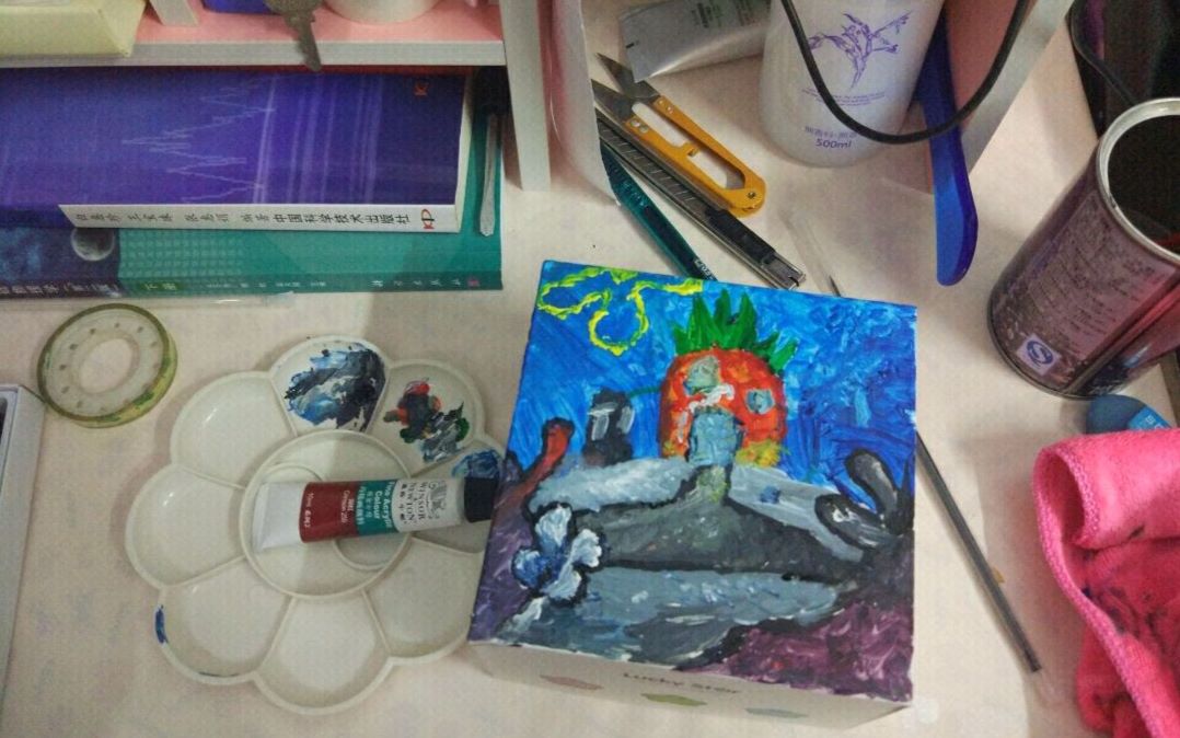 【丙烯画】b站最潮流最抽象的海绵宝宝 来自最渣的画技最渣的up主的第