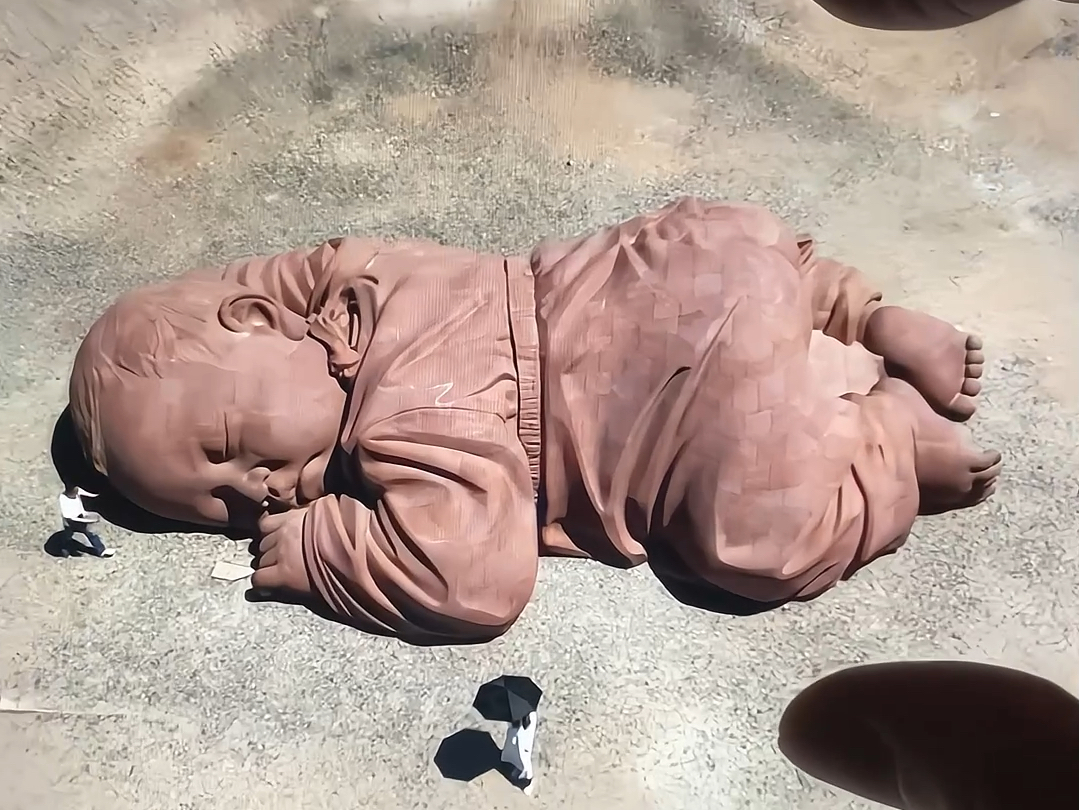 在甘肃沙漠地区发现一个巨大小孩石像，这里到底是干嘛的？