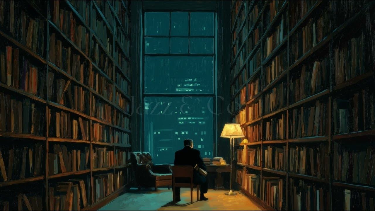 午夜芝加哥的图书馆 🍷 适合深夜思考和静谧夜晚的轻松黑色爵士乐 🍒