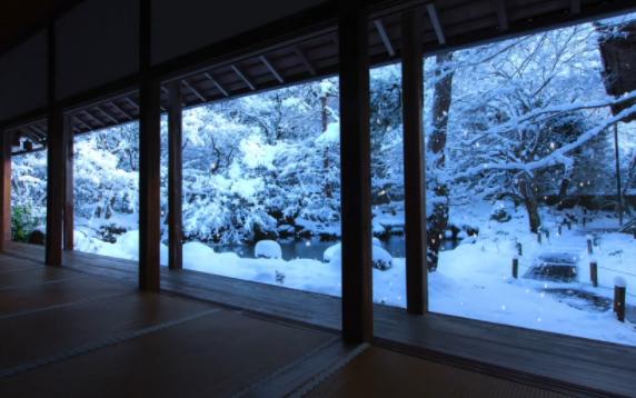 【白噪音】风雪中的日式庭院 飘落的雪花 白色冬季氛围 放松身心 缓解焦虑 改善失眠 轻松入睡｜刮风声 下雪声