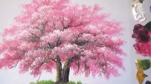 一分钟教会你画一棵好看的樱花树