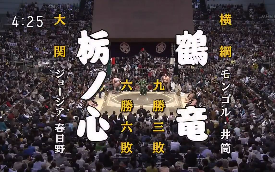 大相扑2019年3月-13日目:枥之心刚史 vs 鹤龙力三郎_哔哩哔哩)