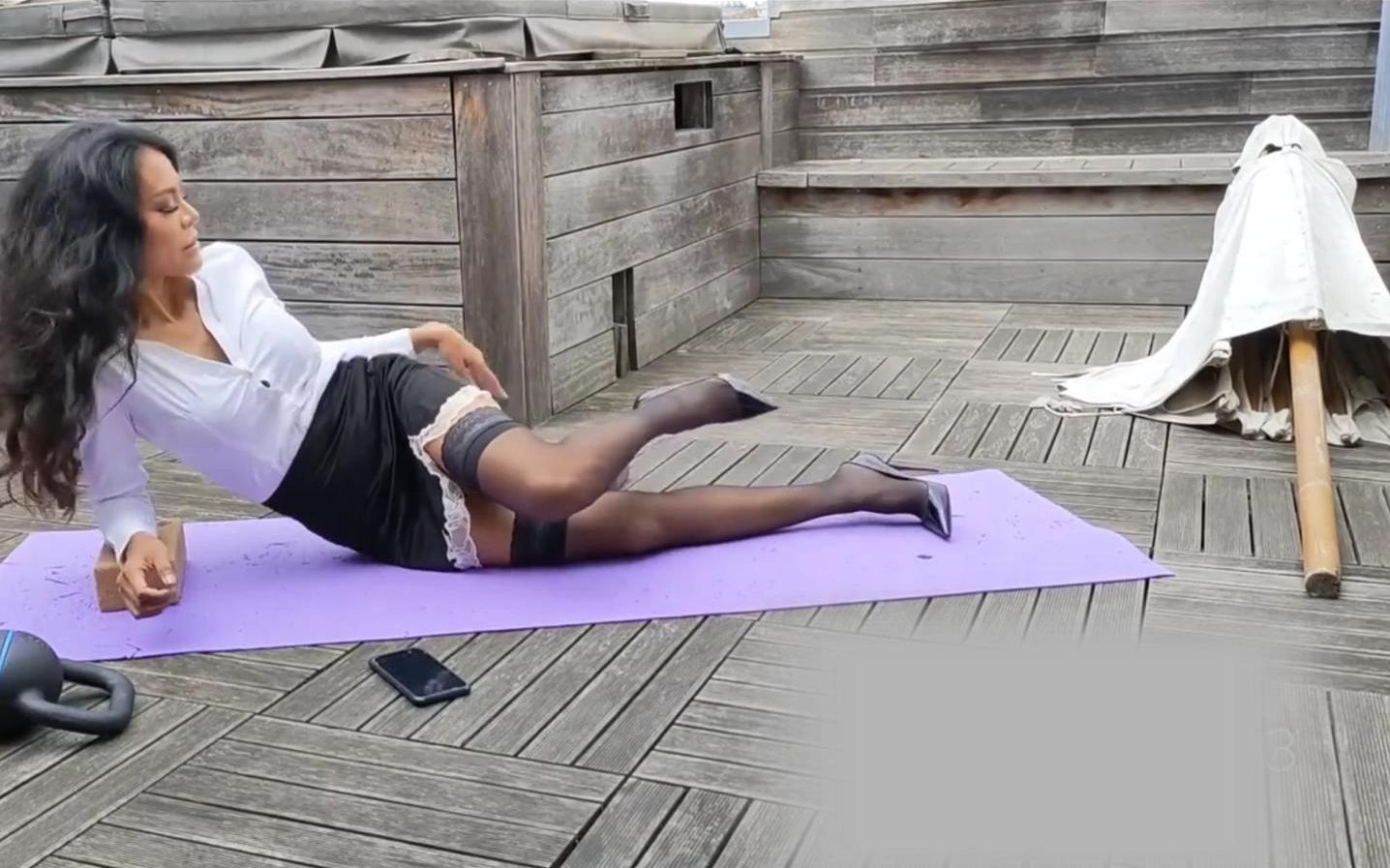 Black silk package hip dress patent leather fine heeled red bottom high heels