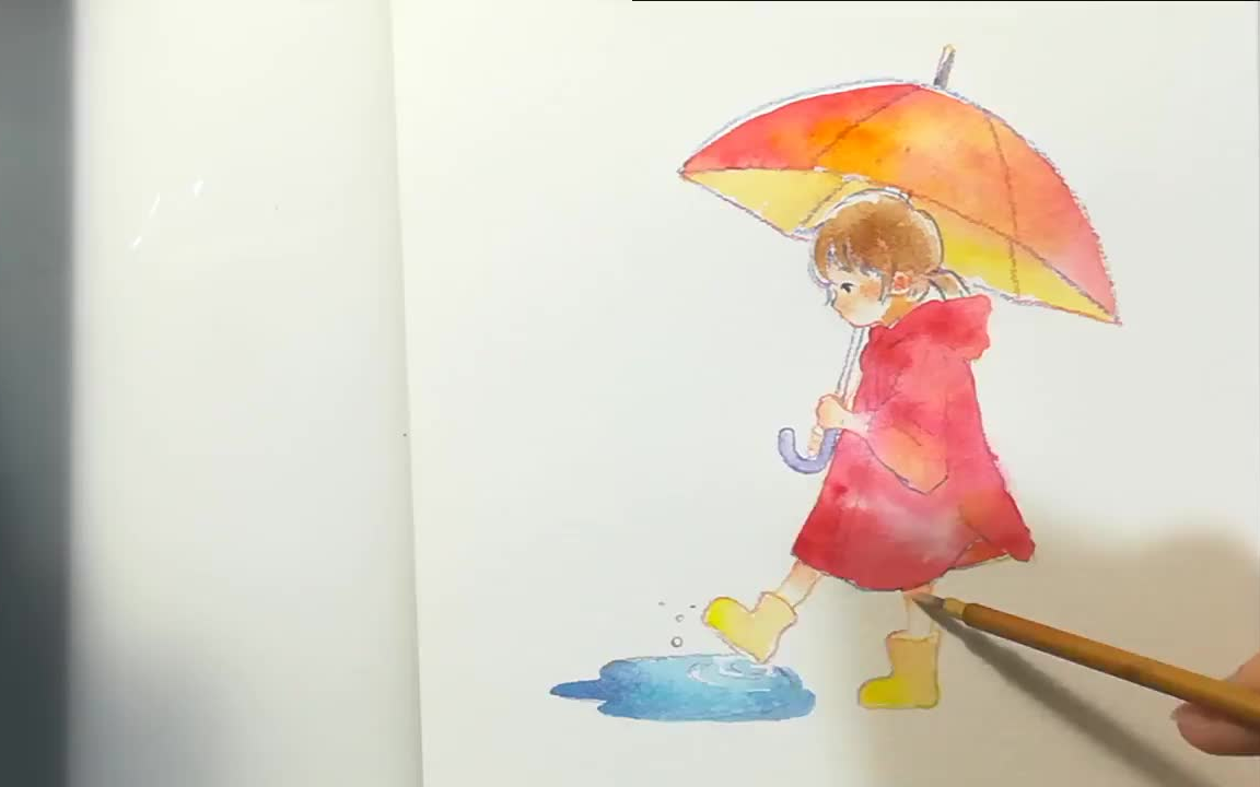 【水彩】透明水彩,打雨伞的小女孩,. 咲桜杏分享 | 搬运