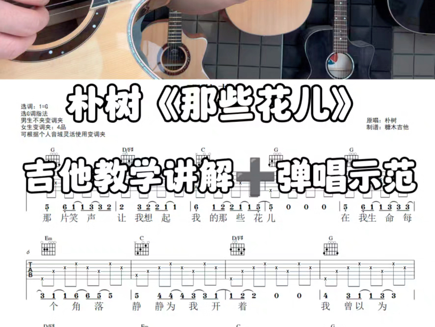 吉他弹唱教学《那些花儿》朴树那些花儿吉他弹唱，那些花儿吉他谱，吉他教程，吉他课程