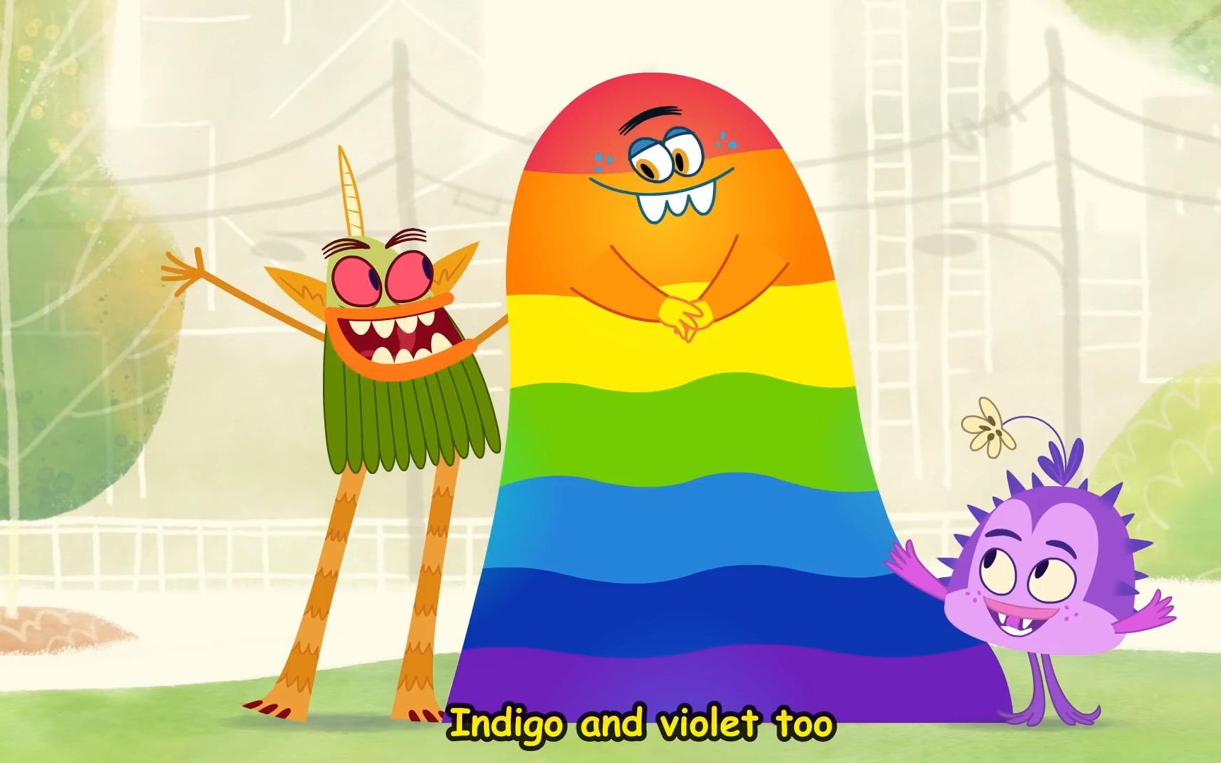 小朋友最喜欢看的英语动画怪兽新邻居彩虹颜色歌