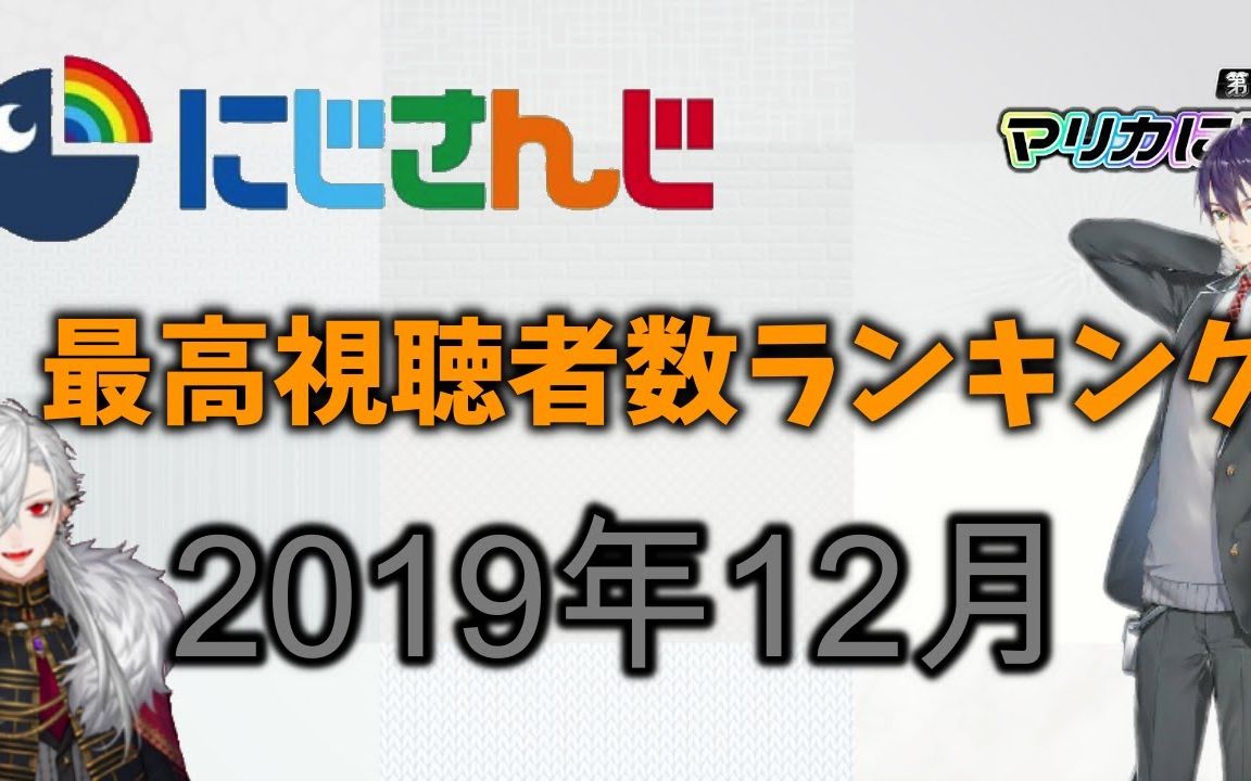 【两万同接遍地走】彩虹社 十二月直播排行(2019年12月最高视听数)哔哩哔哩bilibili