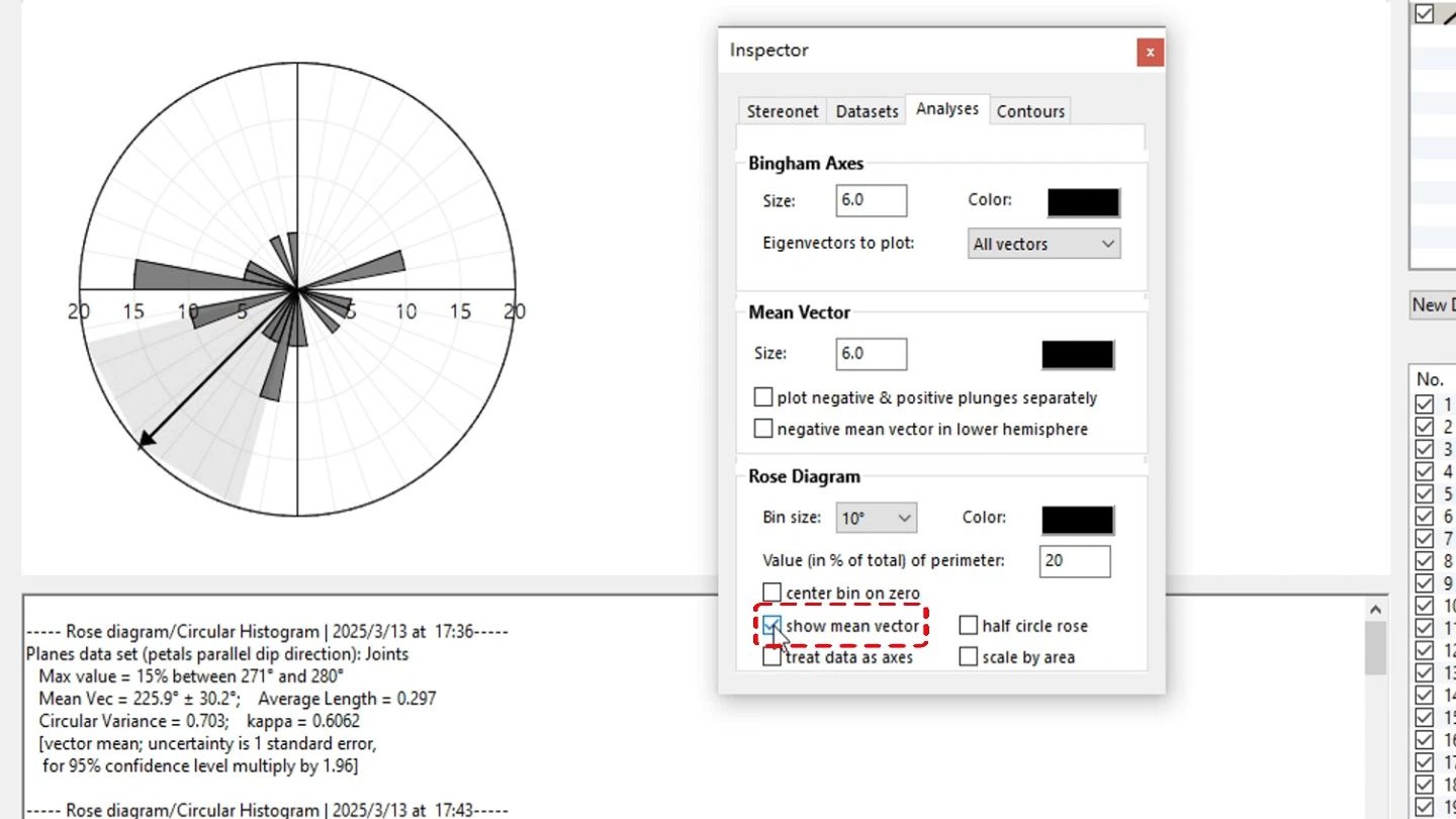 赤平投影软件应用04-面理统计玫瑰花图