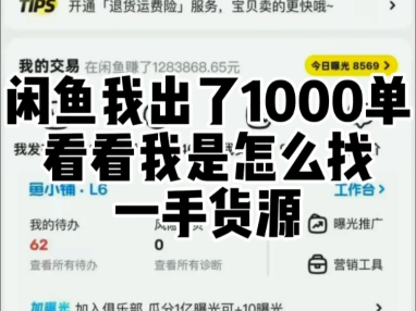 闲鱼我出了1000单看看我是怎么找的一手货源