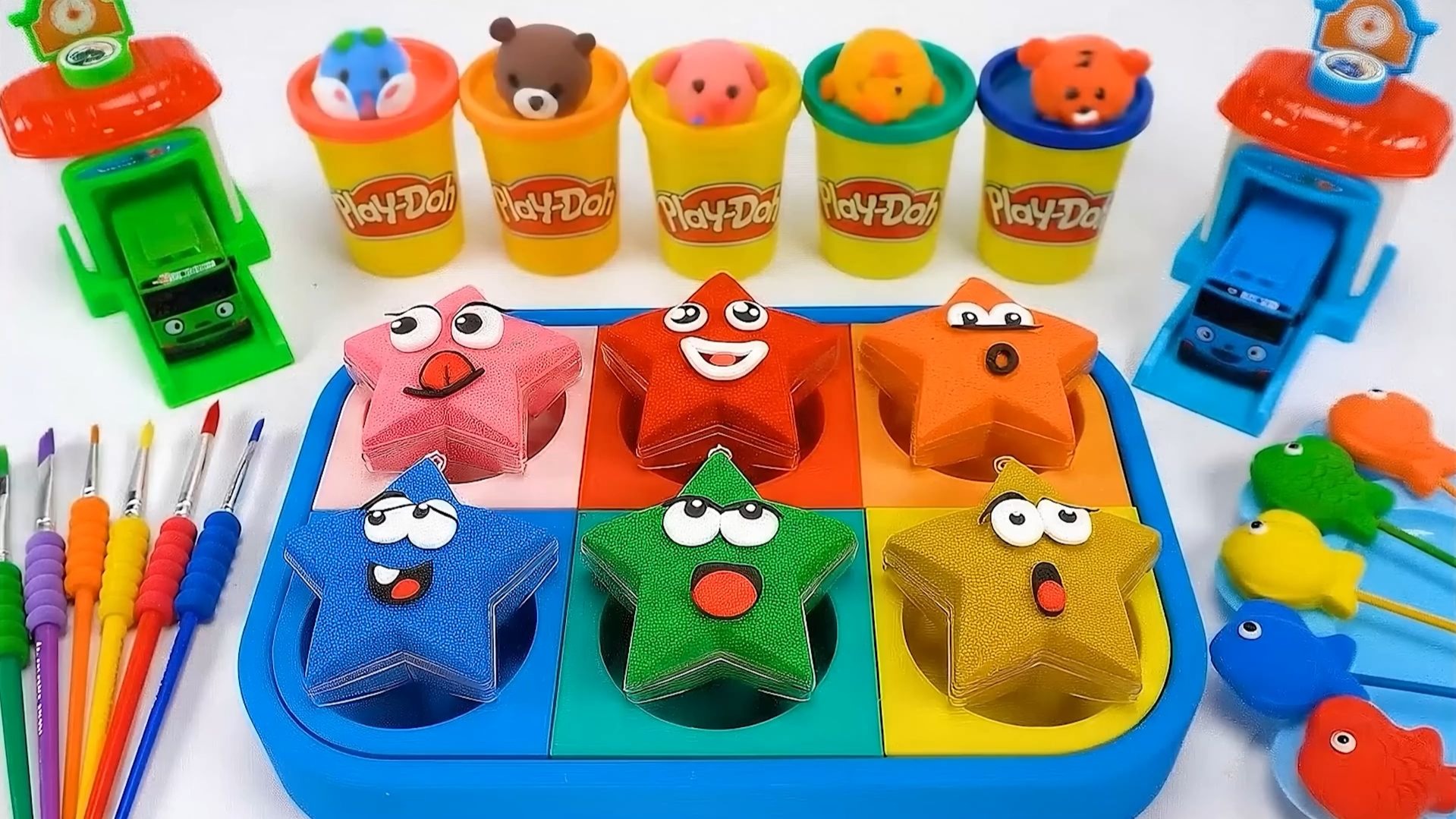 如何制作彩虹动能沙小丑星星 | 切割解压视频 | ASMR | 儿童益智早教