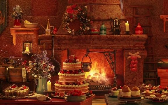 【ASMR白噪音】节日氛围 | 节日的盛宴，在温暖的壁炉旁享受甜点带来的满足感